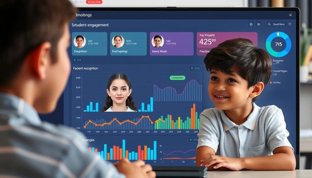Emotion-sensing AI interface analyzing student engagement Emotion-sensing AI interface analyzing student engagement